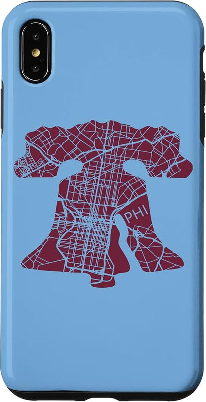 Philadelphia Street Map Liberty Bell Vintage Maroon Philly Case by Unknown