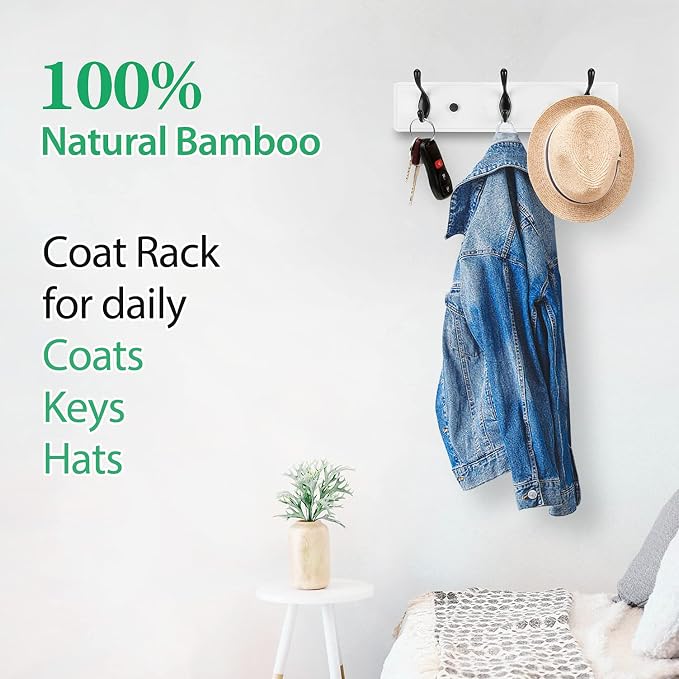Badiano Wooden Coat Rack, Wall-Mounted Organizer - Image 5