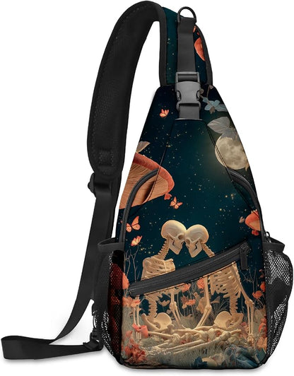 FyLybois Skull Sling Bag for Women Lightweight Crossbody Backpack Casual Daypack by FyLybois