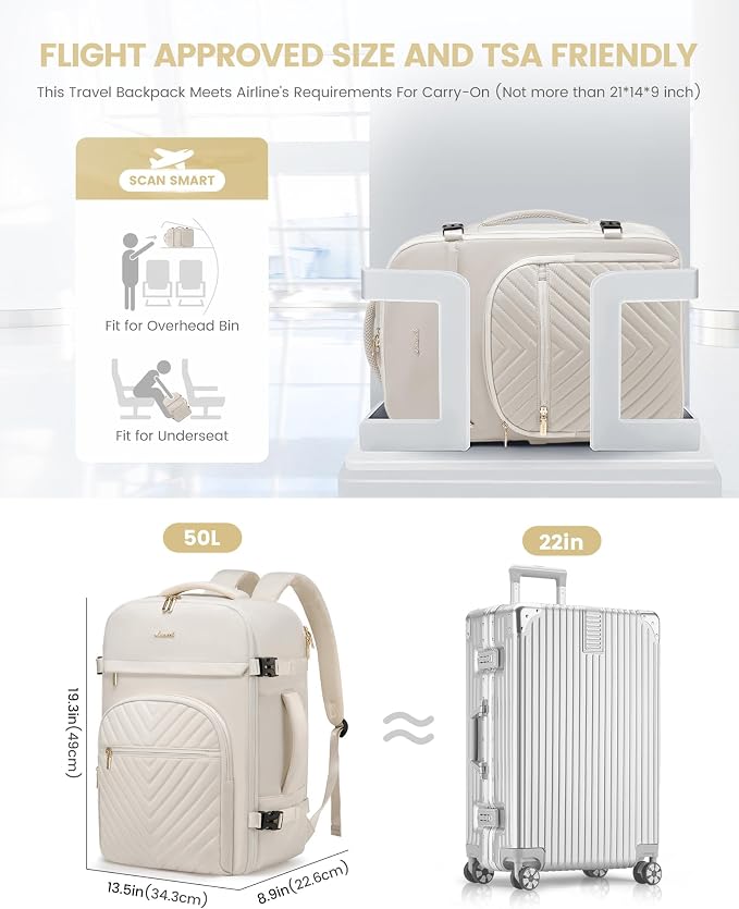 LOVEVOOK Large Travel Backpack for Women, 50L Carry on Backpack for Airplanes - Image 2