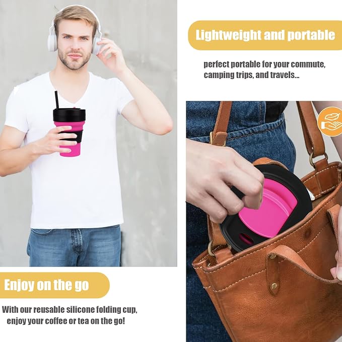 12 Oz Silicone Collapsible Travel Cup, Portable Silicone Water Bottle - Image 5