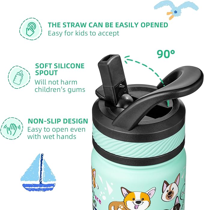 Fanhaw 18 Oz Kids Insulated Water Bottle - Image 3