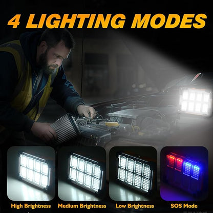 2 Pack 120W Solar Rechargeable Work Light, 144 LED 10000LM Led Work Light - Image 4