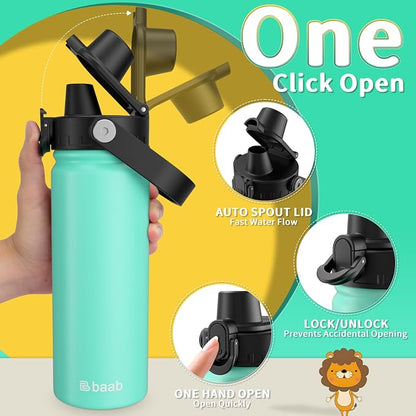 baab 18oz Kids Water Bottle, Insulated Kids Water Bottle - Image 4