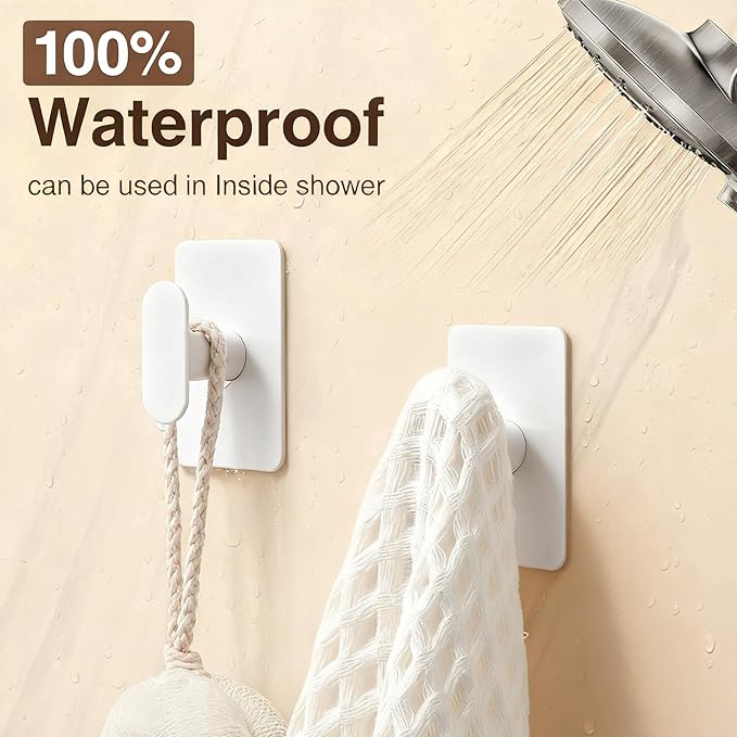pickpiff Adhesive Towel Hooks for Bathroom: 20LB Extra Strong Wall Hanger for - Image 4