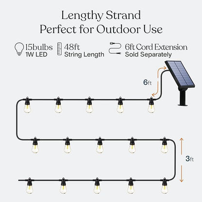 Brightech Ambience Pro Solar Powered Outdoor String Lights, 48 ft Commercial - Image 3