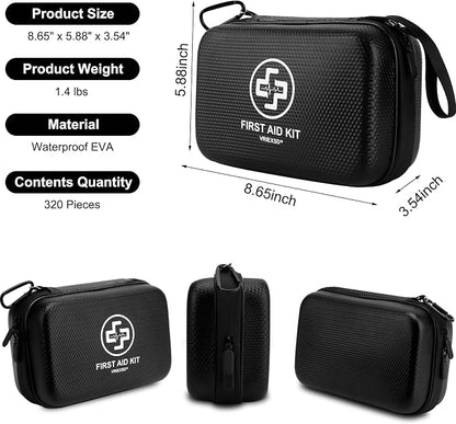VRIEXSD Premium First Aid Kit, 320 Piece Waterproof Hard Shell Eva First Aid Kit - Image 2