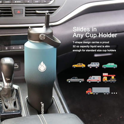 SENDESTAR Water Bottle 32oz, Wide Mouth Stainless Steel Vacuum Insulated Double - Image 3