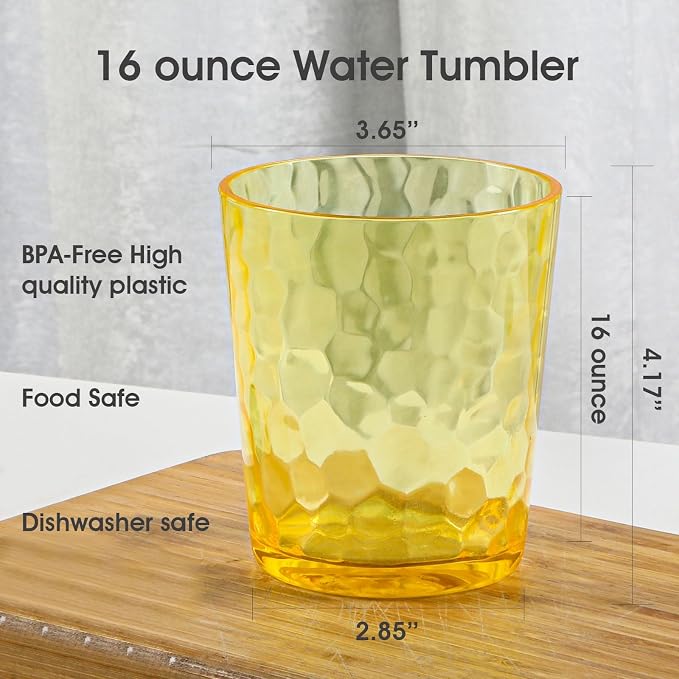 BPA-Free Plastic Tumblers 8 Pack | Reusable Dishwasher Safe | Stackable - Image 2