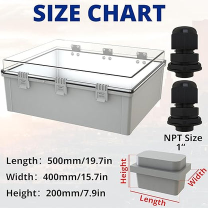 MAKERELE Extra Large Outdoor Waterproof Electrical Box IP67 Clear Waterproof - Image 2