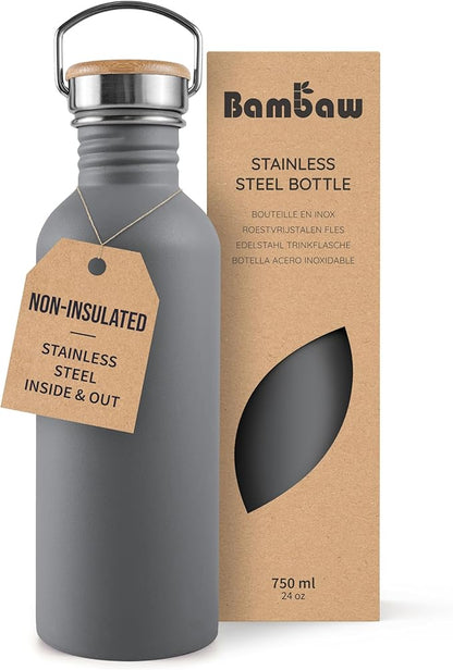 Bambaw Stainless Steel Water Bottle, 750 ml, Non-Insulated Metal Water Bottle by Bambaw