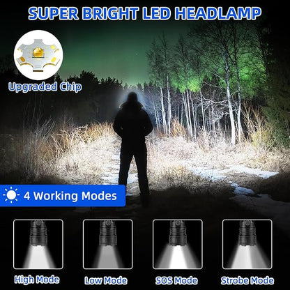 High Lumen Rechargeable Headlamp, Super Bright Head Lamp, 90°Angle Head Lights - Image 2