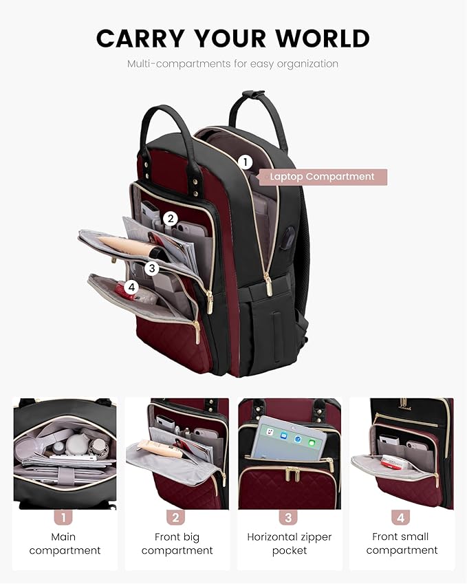 LOVEVOOK Laptop Backpack Purse for Women, 15.6" Laptop Bag for Travel - Image 3