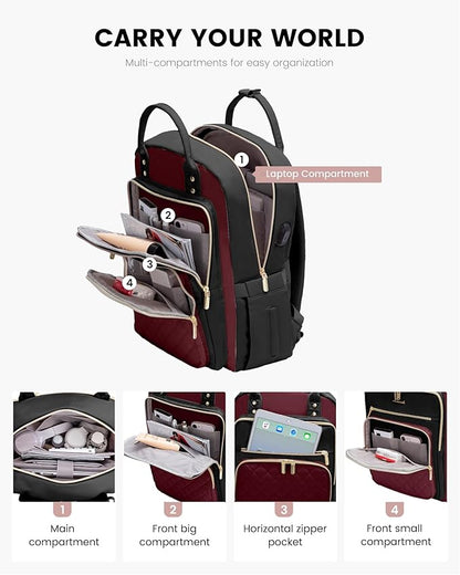 LOVEVOOK Laptop Backpack Purse for Women, 15.6" Laptop Bag for Travel - Image 3