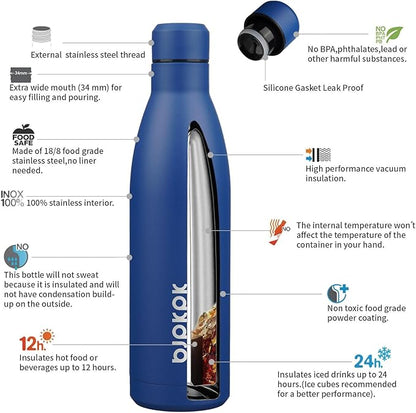 BJPKPK 25oz Insulated Water Bottle Double Wall Vacuum Insulated Stainless Steel - Image 3