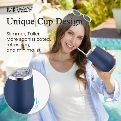 MEWAY 12oz/8 Pack Wine Tumbler Glasses - Image 4