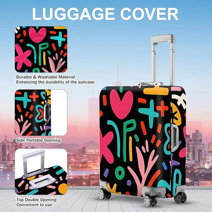 ANNA QUEEN Color Pop Abstract Luggage Cover, Modern Geometric Art Suitcase - Image 3