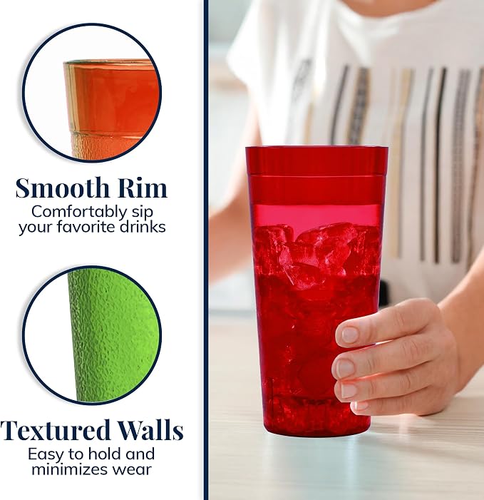 US Acrylic Café Plastic Reusable Tumblers 32-ounce Iced-Tea Cups, Made in the - Image 4