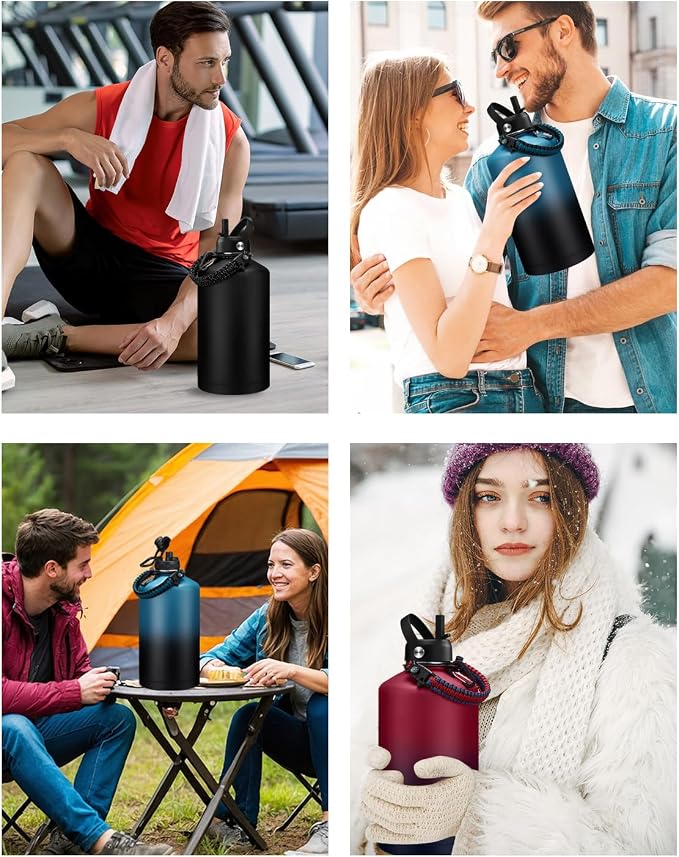 BENZZO 64 oz Water Bottle Insulated Leak Proof Travel Large 1/2 Half Gallon - Image 8