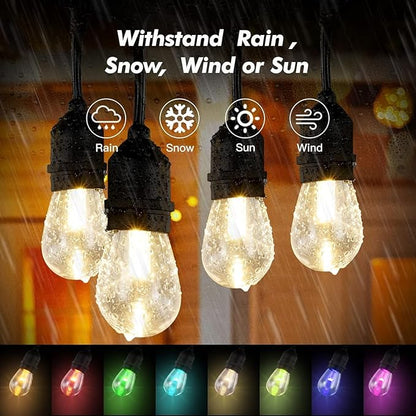 Auroraworld 24FT RGB Outdoor String Lights, Dimmable Color Changing Waterproof - Image 6