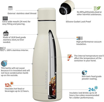 BJPKPK 12oz Water Bottles Stainless Steel Double Wall Vacuum Insulated Small - Image 3