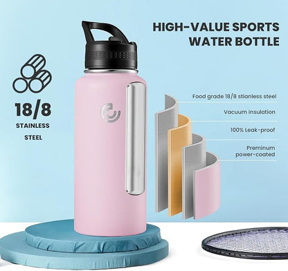 COKTIK 32oz Sports Water Bottle, Stainless Steel Water Bottle - Image 3