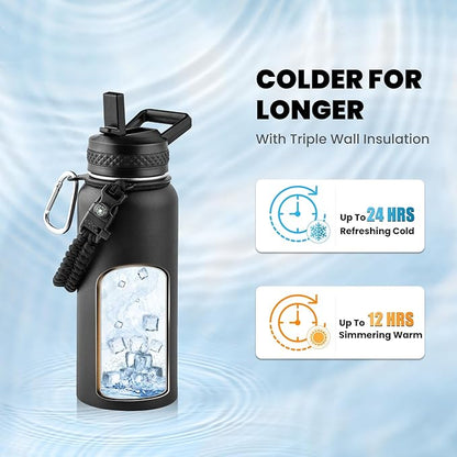 RAYMYLO Insulated Water Bottle 32 oz, Triple Wall Vacuum Stainless Steel - Image 2