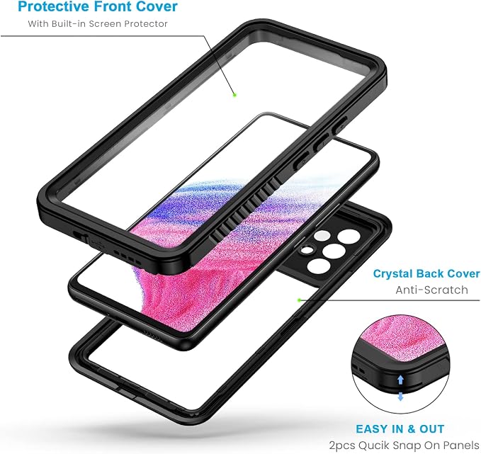 Lanhiem for Samsung Galaxy A53 5G Case, IP68 Waterproof Dustproof - Image 2