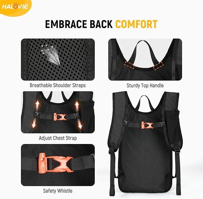 HALOVIE 15L Foldable Hiking Backpack Phone Pocket Lightweight Travel Daypack - Image 5