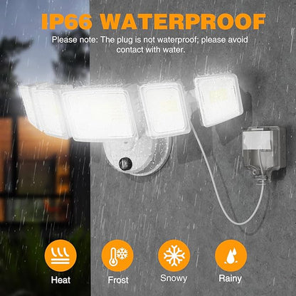 Onforu 150W 15000LM Dusk to Dawn Outdoor Lighting, 5 Heads Plug in Flood Lights - Image 6