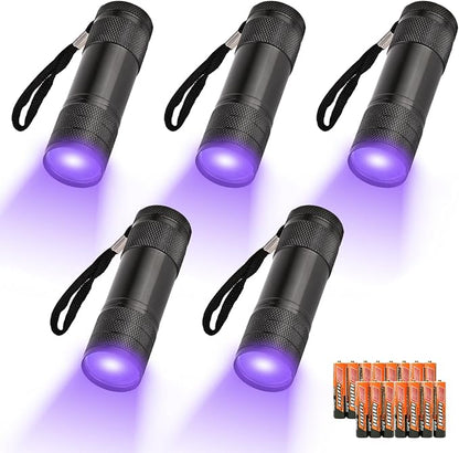 5 Pcs UV Black Light Flashlights Bulk, 9 Led 395-400nm Mini Blacklight Handheld - Image 9