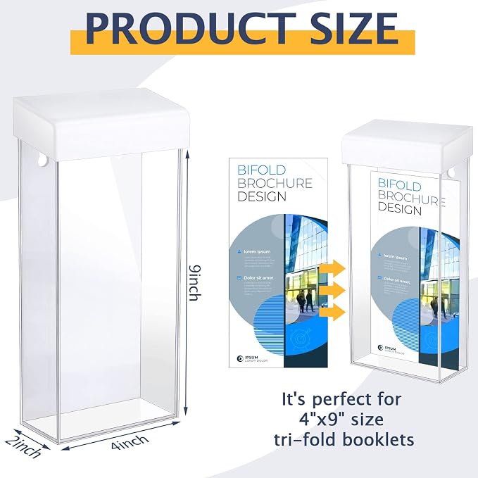 Remerry Acrylic Outdoor Brochure Holder 4 x 9 Inch Waterproof Wall Mount - Image 3