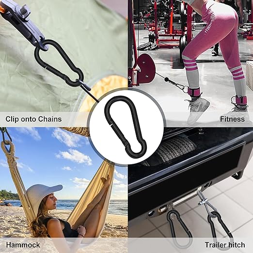 Large Carabiner Clip Hook, 7 inch 4 pcs Black Heavy Duty Spring Snap Hook Key - Image 6