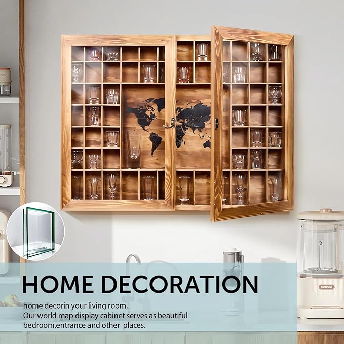 Large World Map Shot Glass Display Case 60 Slots - Image 4