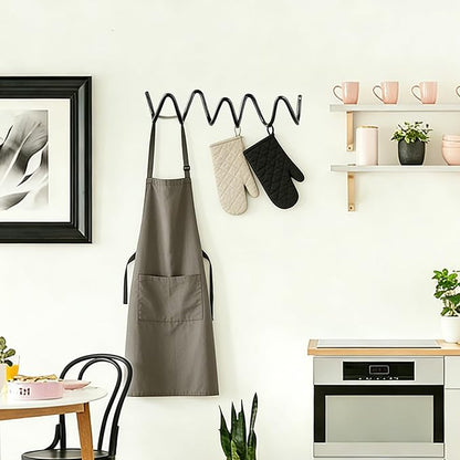 Black Wall Mounted Coat Rack, Decoration Wave Shaped Wall Hooks, Heavy-Duty - Image 3