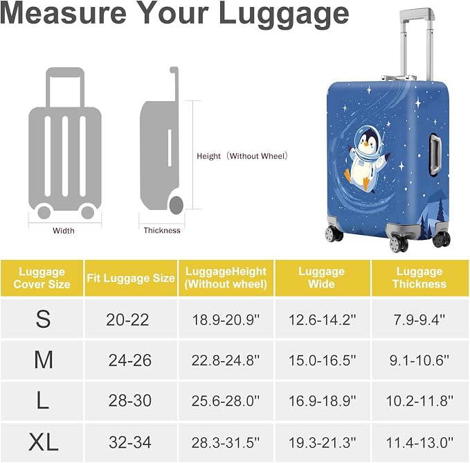 ANNA QUEEN Astronaut Penguin Luggage Cover, Cute Space Penguin Design Suitcase - Image 6