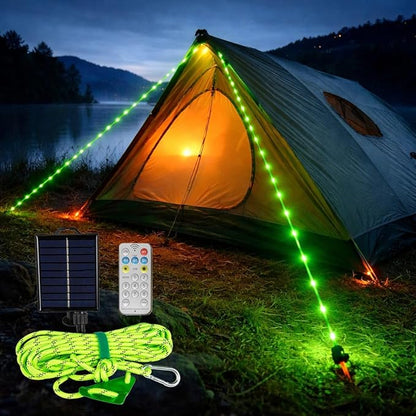 Solar Luminous Paracord Rope, 23ft Solar-Powered Green Glow Rope by FestiveLiving