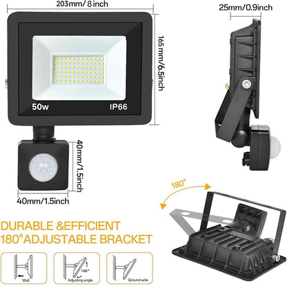 50W Plug in Motion Sensor Lights Outdoor, 5500LM Motion Flood Light Dusk to Dawn - Image 2