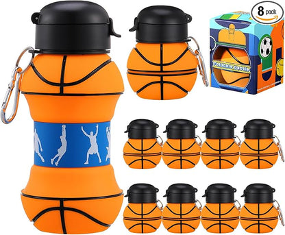 Layhit 8 Pcs Basketball Water Bottles 18oz Collapsible Basketball Water Cups by ShungLan