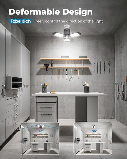 toberich Motion Sensor Garage Light, 8000LM Motion Sensor Shop Light w/ 3 - Image 4