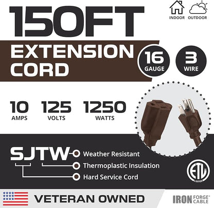 Iron Forge Cable Outdoor Brown Extension Cord 150 ft - Image 2