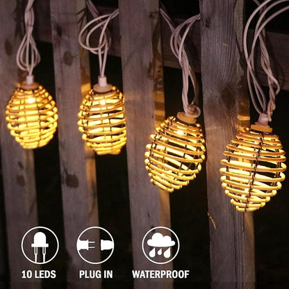 Vigdur Rattan Ball String Lights - 10FT Lantern String Lights Plug in - Image 4