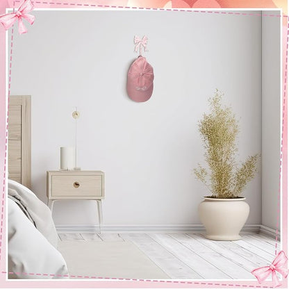 CroBlissful 2 Pcs Coquette Iron Pink Bow Hook Home Decorative Multi-Purpose - Image 3