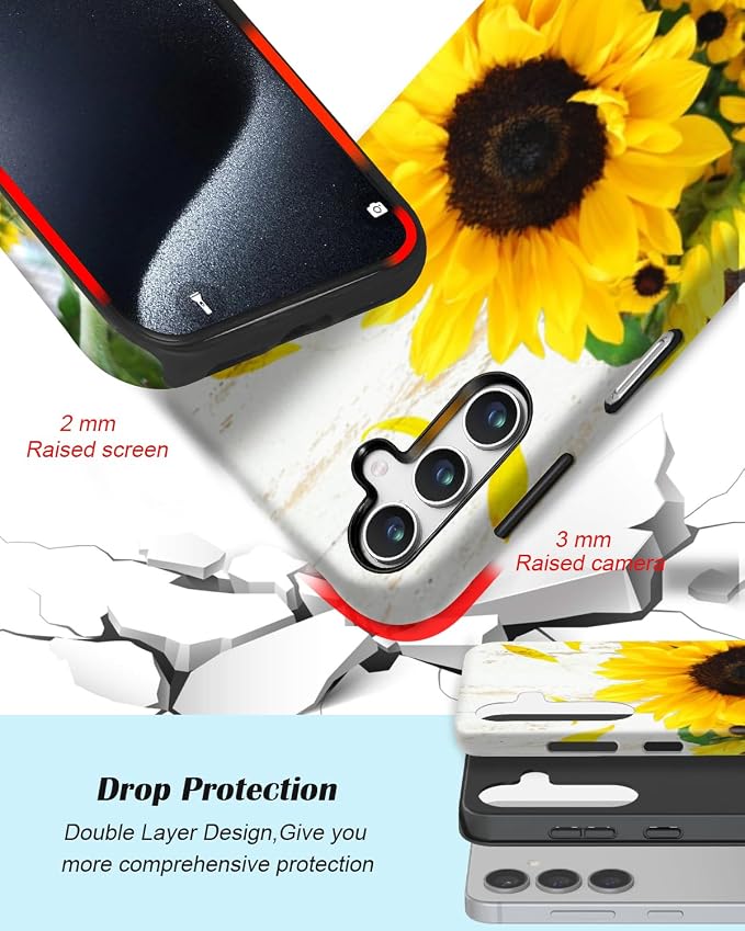 Compatible for Samsung Galaxy S25 FE 5G Case, Dual Layer Heavy Duty 2 in 1 - Image 2