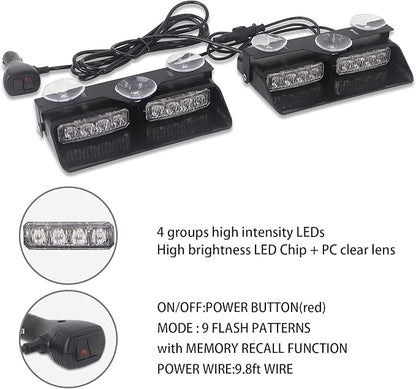 XRIDONSEN 2 in 1 Emergency Dash Strobe Lights Interior Windshield Lights Amber - Image 5