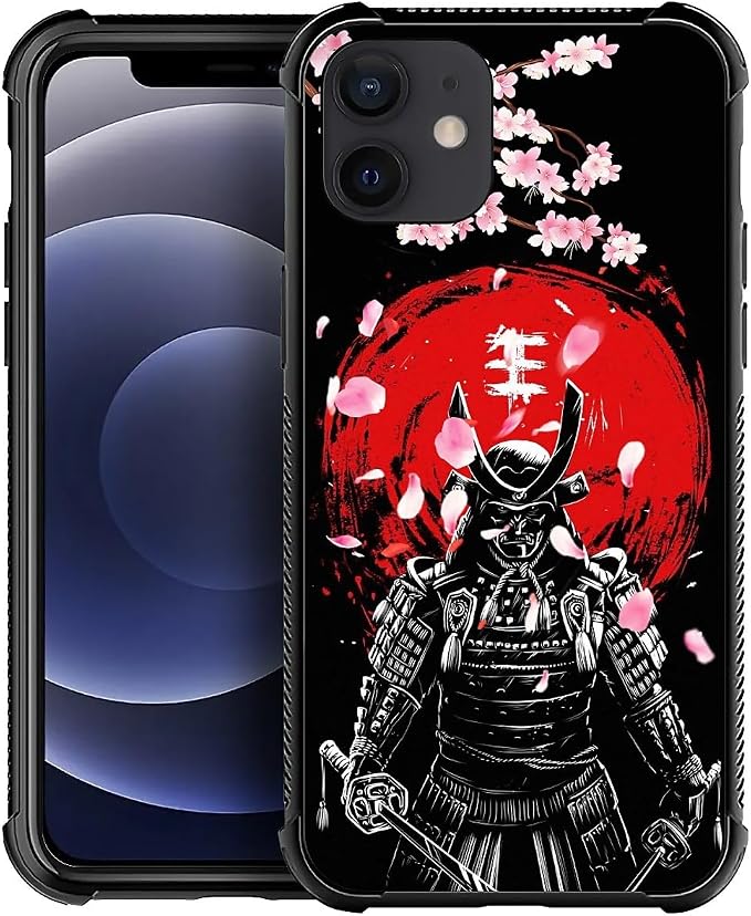 for iPhone 12/12 Pro Case, Sakura Japanese Samurai Pattern Graphic Design Girl by FKBRCL4U