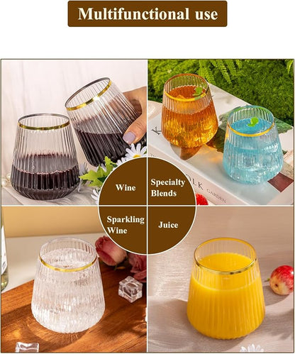 Goodluck 36 Pack 12oz Stemless Plastic Wine Glasses – Clear Ribbed Cups - Image 6
