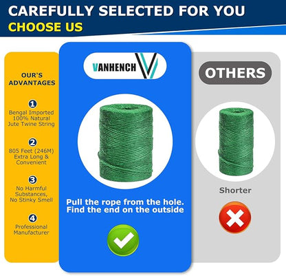Vanhench 805ft Garden Twine for Gardening Climbing Plants Ties, Strong Natural - Image 2