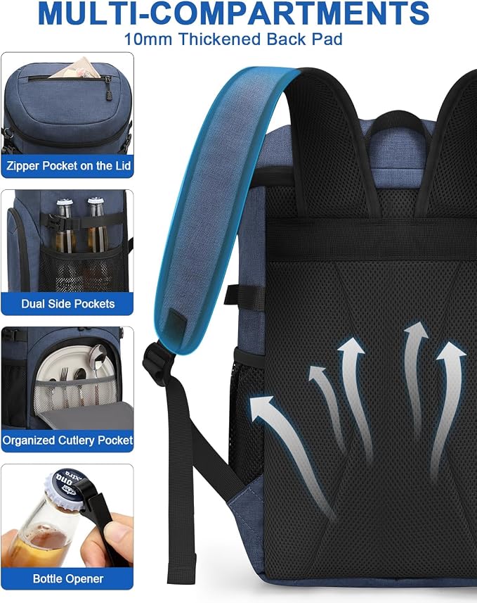 Pritent Cooler Backpack for Men Women Insulated Waterproof Backpack Cooler Leak - Image 6