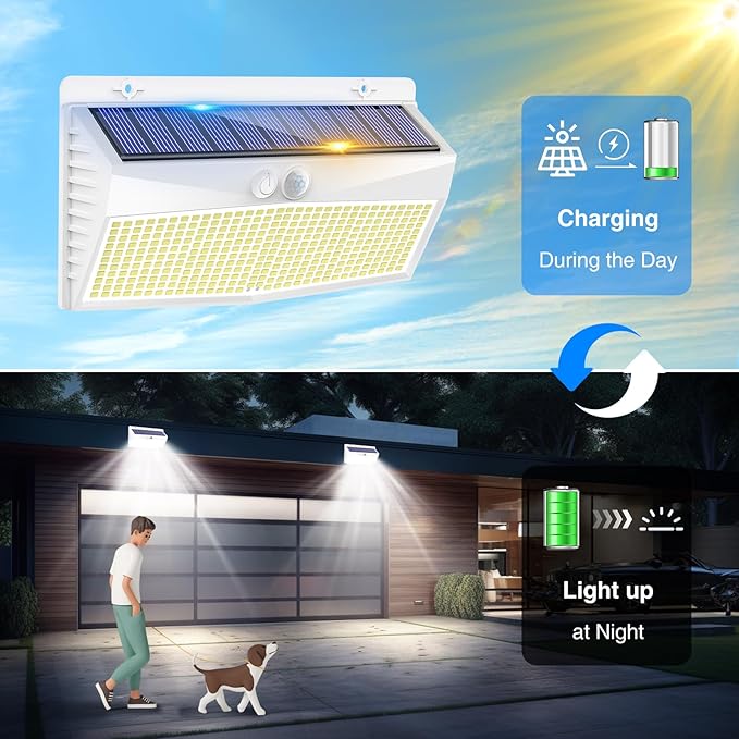 2 Pack 368 LED Solar Motion Sensor Lights Outdoor, Solar Fence Lights - Image 4